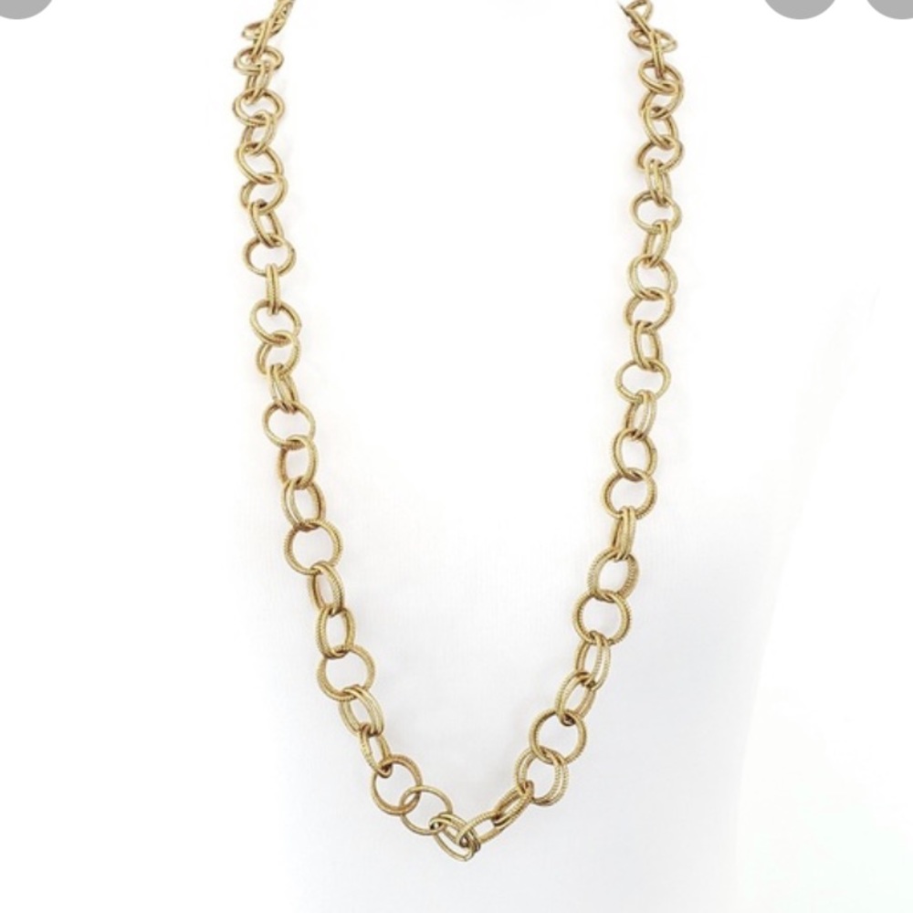 Betsey Johnson long gold tone link necklace